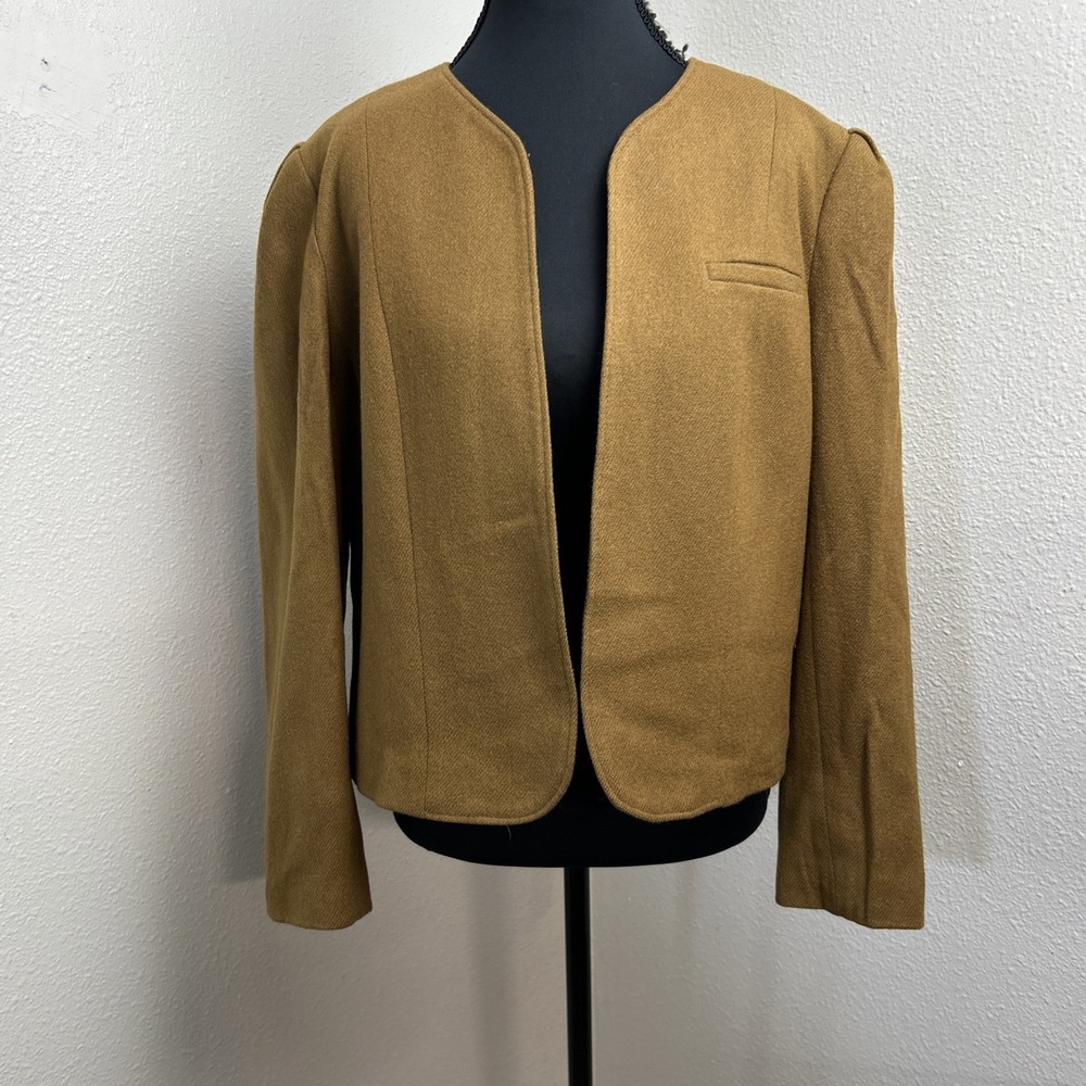Vintage Cross Country Fashions Open Blazer Jacket‎ Women's 14 Brown Wool Blend